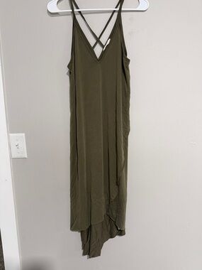 Lush Olive Green Strappy V-Neck Maxi Dress